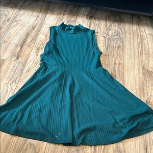 Prince & Fox Sleeveless Teal Ribbed Fit-and-Flare Dress